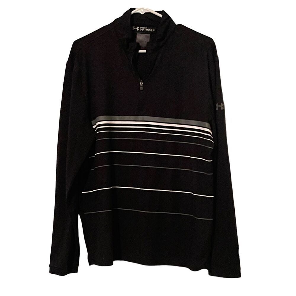 Under Armour Men's Black White Coldgear Infrared 1/4 Zip Activewear Top Small